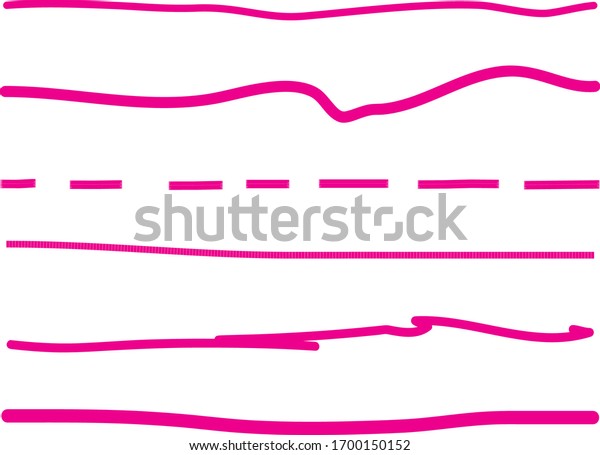 Pink lines\
hand drawn vector set isolated on white background. Collection of\
doodle lines, hand drawn template. Pink marker and grunge brush\
stroke lines, vector\
illustration