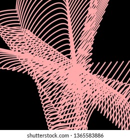 Pink lines on black background. Geometric abstraction. Template for design