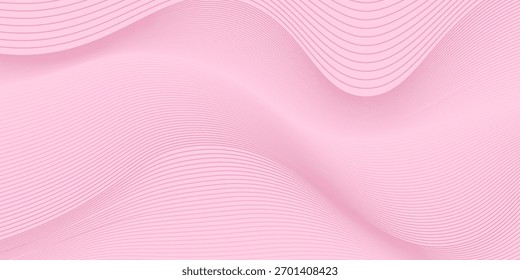 pink lines wave curves with smooth gradient abstract background