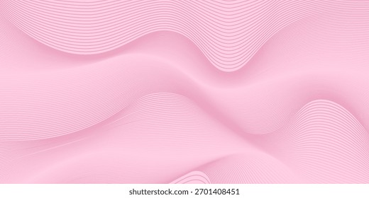 pink lines wave curves with smooth gradient abstract background