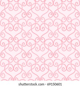 Pink linked hearts on pink background. Seamless tile for your St Valentine designs - Vector version