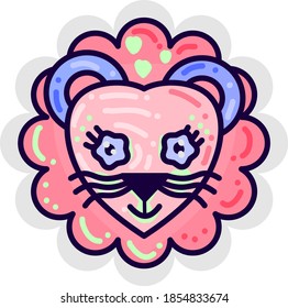 León rosa, ilustración, vector sobre fondo blanco