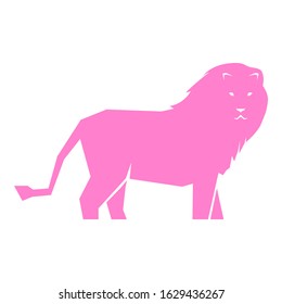 Pink lion isolated on white background, vector illustration