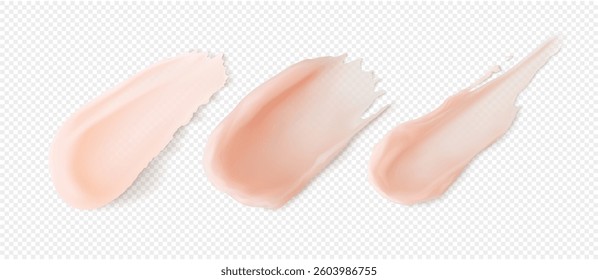Pink lip balm stroke smears set. Skincare texture lip mask beauty  product swatches realistic vector illustration	