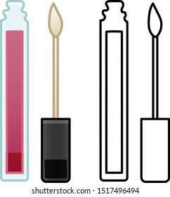 Pink lip gloss in colored and line versions
