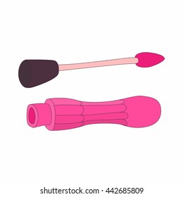 Pink lip gloss icon in cartoon style on a white background