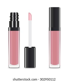 Pink Lip Gloss Isolated On White. Vector Illustration