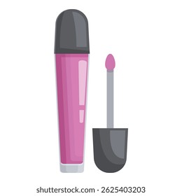 Pink lip gloss in packaging with applicator showing, great for beauty and makeup themes