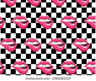 rosafarbene Lippen auf schwarz-weißem Hintergrund