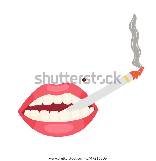 Pink Lips Cigarette His Mouth Cigarette Stock Vector (Royalty Free ...