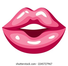 pink lips design over white