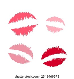 Pink lips icon. Kiss mark shades. Romantic trace illustration. Vector graphic.