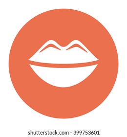 Pink lips icon. Vector icon. Color illustration.