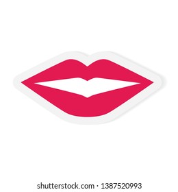 pink lips icon- vector illustration
