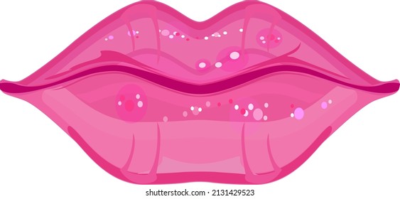 Pink lips, illustration, vector on a white background.