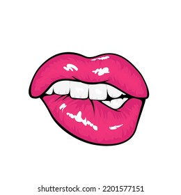Pink lips isolated on white