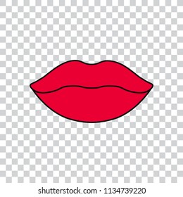 Pink lips isolated vector illustration.