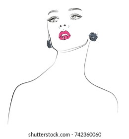 Pink lips long lashes fashion icon 