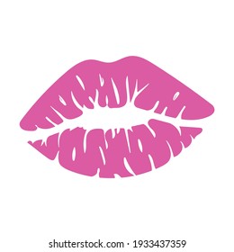 Pink lips. Love concept kiss design . Valentine's Day clipart. Vector illustration.