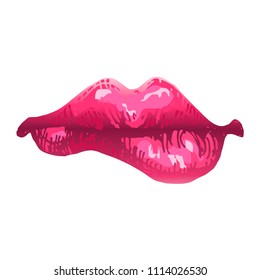 Pink Lips mouth make up vector illustration isolated on white background