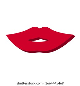 Pink lips on a white background 3d, vector