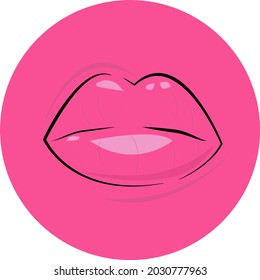 Pink lips.  Shadows on the face.
