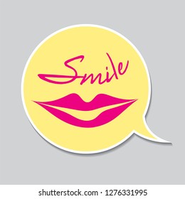 Pink lips shape, smile icon vector, sticker valentines day