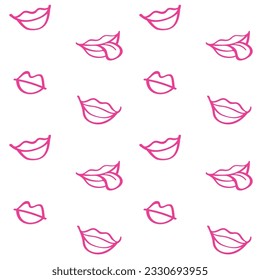 Silueta de labios rosas sin costura. Ilustración vectorial dibujada a mano. Adecuado para el fondo web, papel regalo, tela o textil.