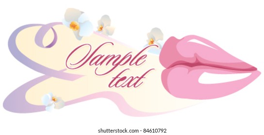 pink lips with tape and orchids