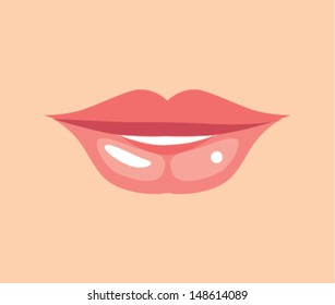 Pink lips. Vector illustration. 