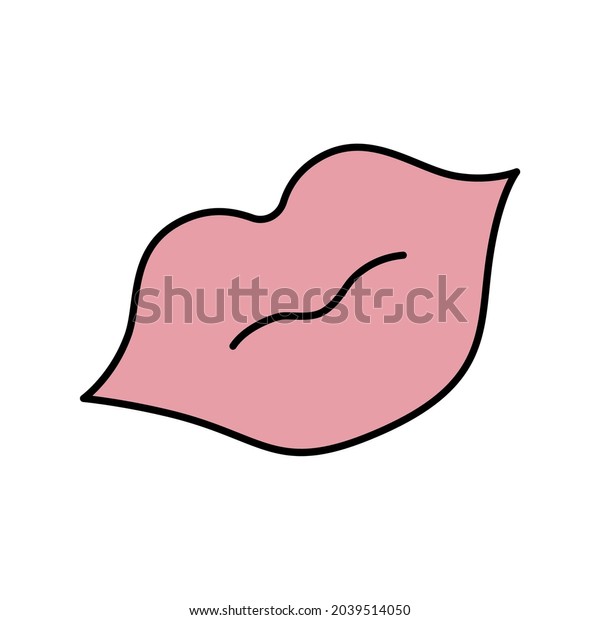 Pink Lips Vector Illustration Doodle Style Stock Vector (Royalty Free ...