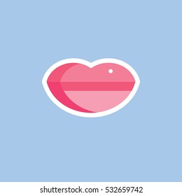Pink lips vector illustration. Iconic style