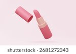 Pink lipstick 3D vector icon isolated on pastel background. makeup product closeup beauty for female cosmetic makeup beautiful. minimal cartoon style. 3d render illustration. elements