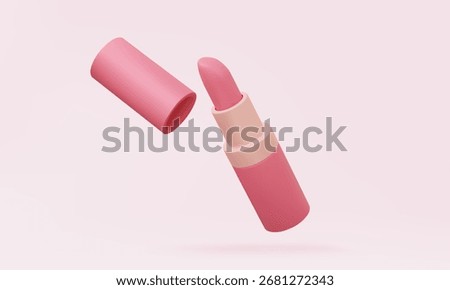 Pink lipstick 3D vector icon isolated on pastel background. makeup product closeup beauty for female cosmetic makeup beautiful. minimal cartoon style. 3d render illustration. elements