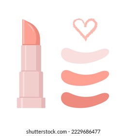 pink lipstick with brushstrokes of different colors. vector illustration