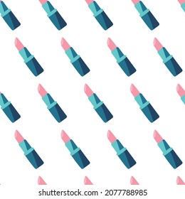 Pink Lipstick Cute Cosmetic Vector Graphic Art Seamless Pattern can be use for background and apparel design