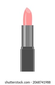 Pink lipstick in a gray case on a white background. Vector illustration
