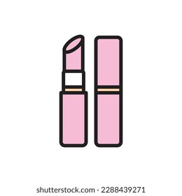 Pink Lipstick Icon Vector Illustration