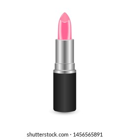 Pink lipstick isolated on white background. Vector illustration.