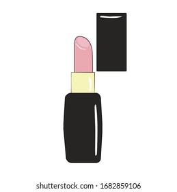 lápiz labial rosa. Colección de maquillaje, plantilla vectorial.