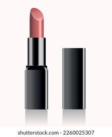 Pink lipstick on white background. Vector realistic illustration