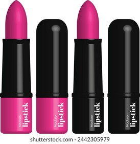 Pink Lipstick on a white background. Makeup realistic cosmetic vector illustration isolated.