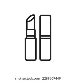 Pink Lipstick Outline Icon Vector Illustration 