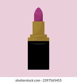 Pink lipstick tube isolated on white background. Vector illustration