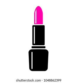 Pink lipstick vector icon isolated on white background