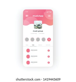 Pink Liquid Background. Music Player UI, UX, GUI screen for mobile apps design. Modern responsive user interface design of mobile applications including Music Player screen