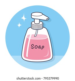 Pink liquid soap bottle icon