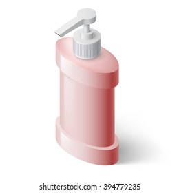 Pink Liquid Soap Dispenser in Isometric Style