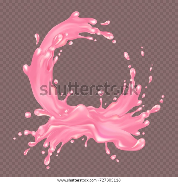 Pink liquid\
splash. Milky fruit liquid frame. Vector illustration for\
advertising or packaging of dairy\
products.