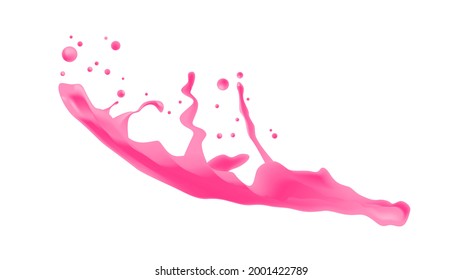 pink liquid splash realistic drops and splashes isolated on white background fruits juice splashing concept horizontal